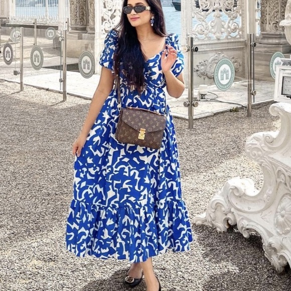 ZARA PRINTED POPLIN DRESS PUFF-SLEEVE Blogger Favorite - Picture 2 of 12